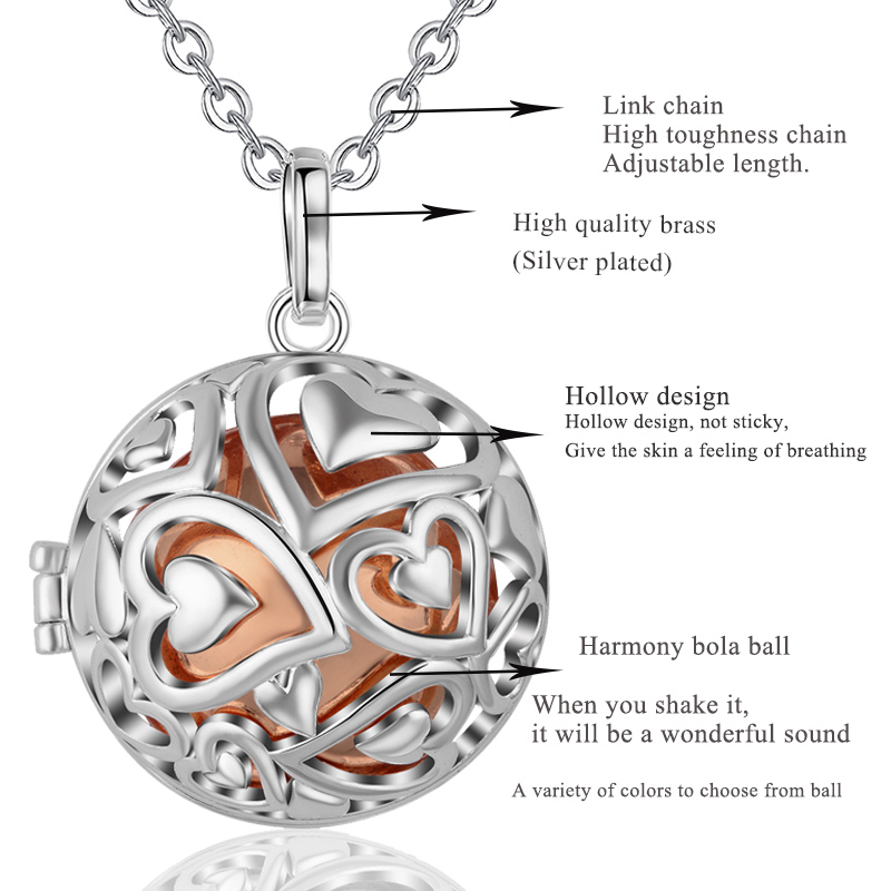 Eudora 20mm Harmony Ball Penda - Heart Locket Necklace Photo recension och pris