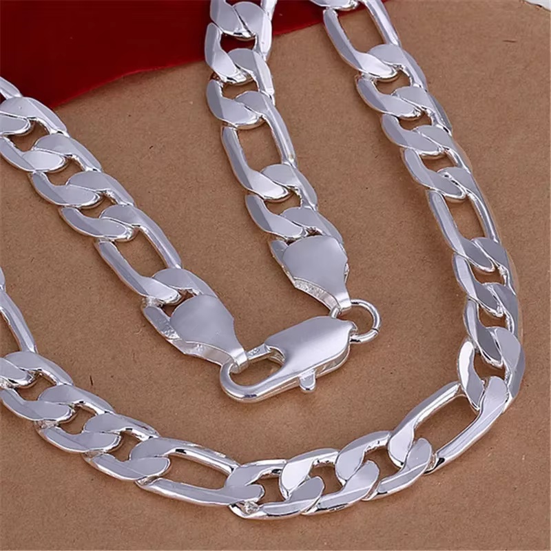 925 Sterling Silver Necklace F - Cuban Link Chain 12Mm recension och pris