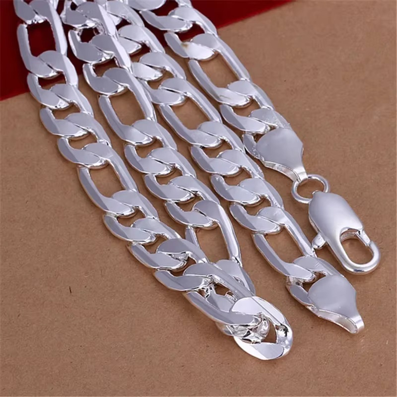 925 Sterling Silver Necklace F - Cuban Link Chain 12Mm recension och pris