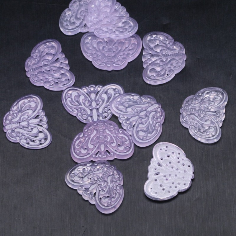 2pc Natural Purple Jade Hollow - Earrings recension och pris