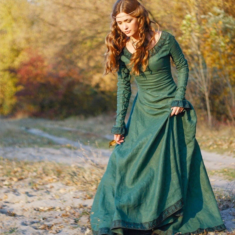Women Medieval Long Dress V Ne - Necklaces recension och pris