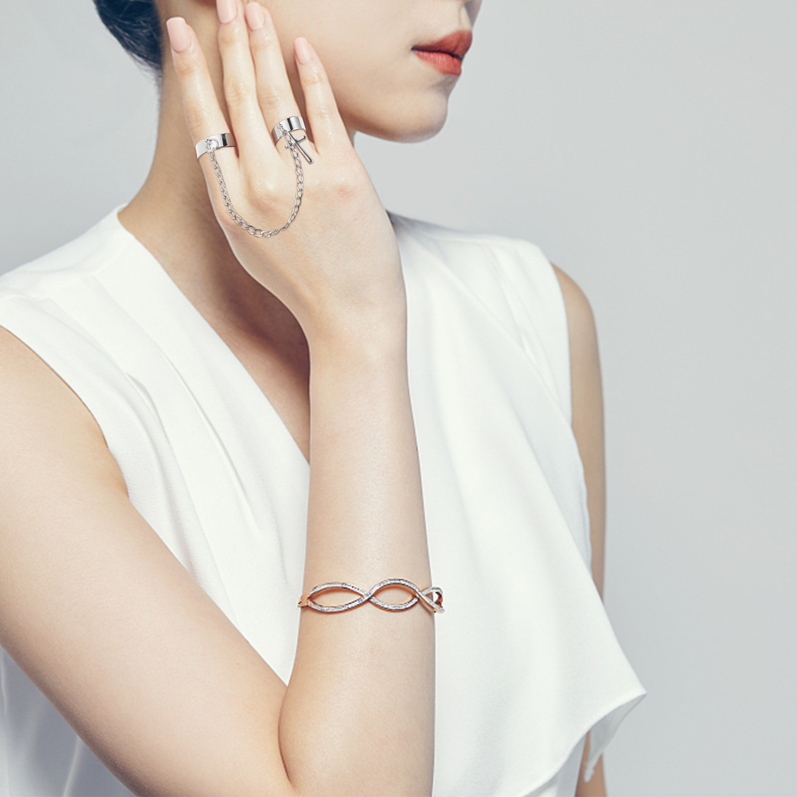 Knuckle Ring Set Cross Chain V - Vintage Punk Knuckle Rings Set recension och pris