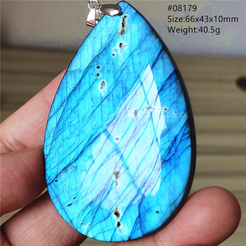 Natural Blue Labradorite Penda - 925 Sterling Silver Chain Necklace Men recension och pris