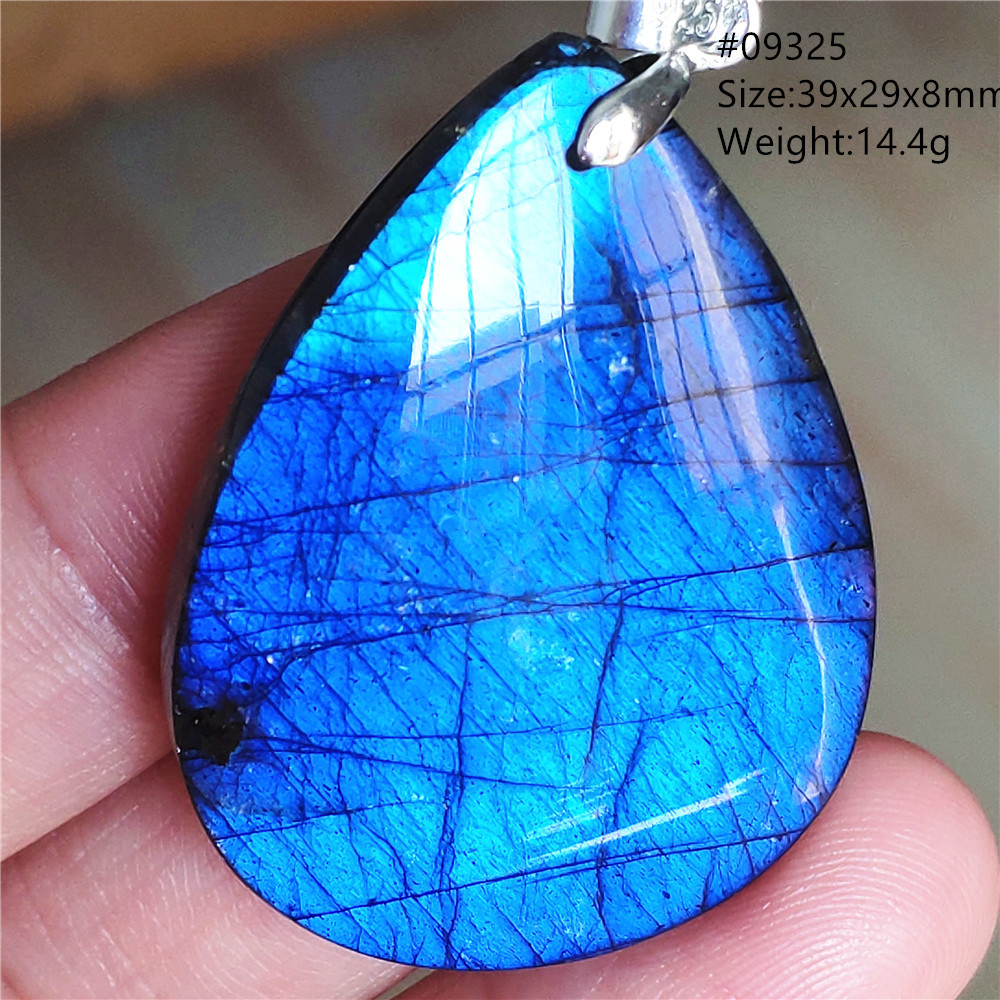 Natural Blue Labradorite Penda - 925 Sterling Silver Chain Necklace Men recension och pris