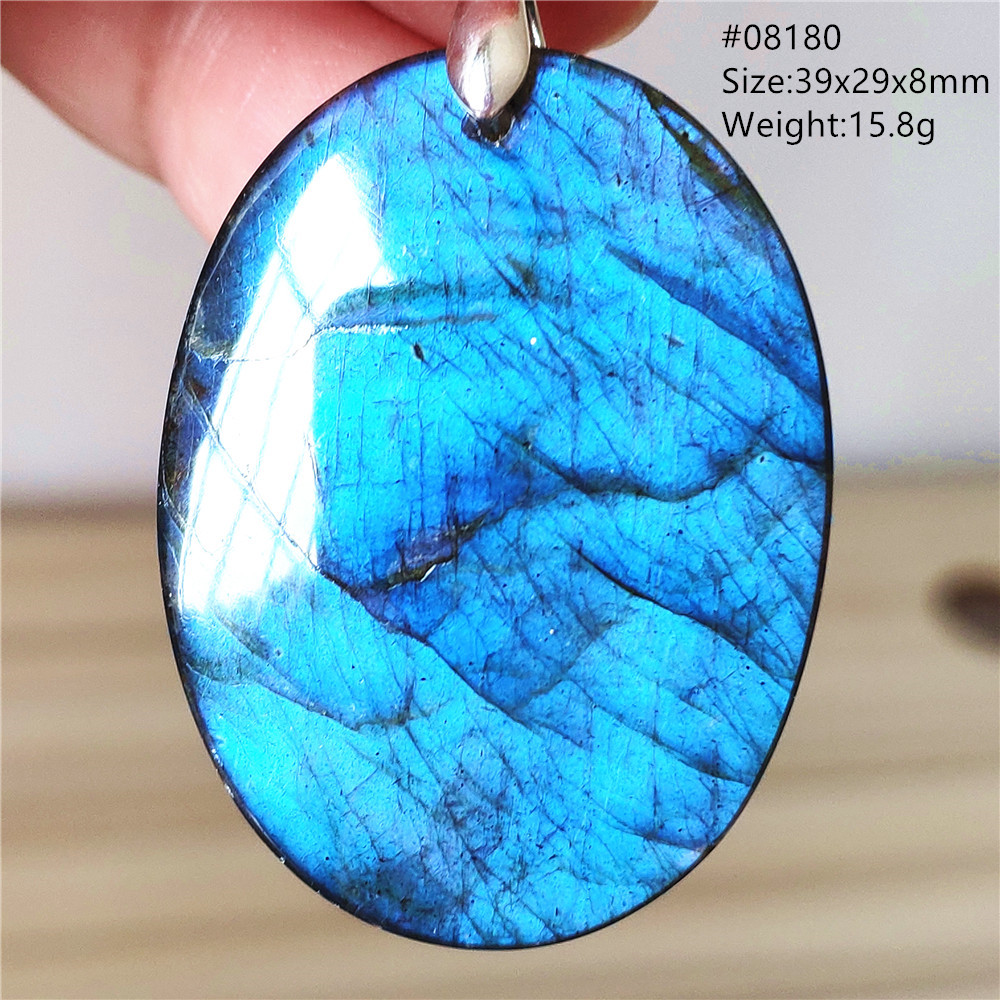 Natural Blue Labradorite Penda - 925 Sterling Silver Chain Necklace Men recension och pris