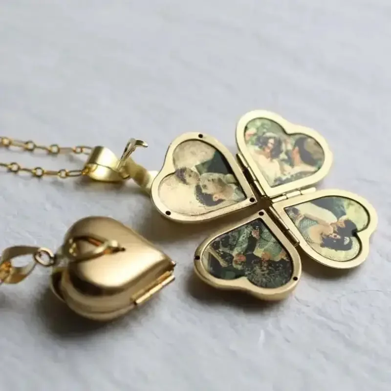 Vintage Necklace Folding Multi - Heart Locket Necklace Photo recension och pris