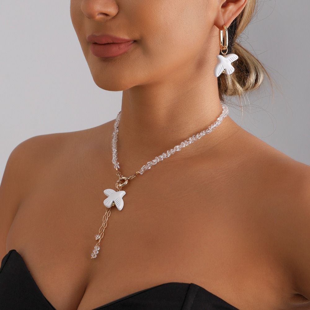 White Dove Pearl Choker Neckla - Layered Pendant Necklace Aesthetic recension och pris