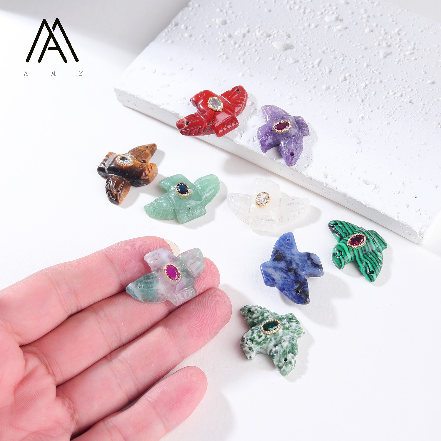 1/3/5/10pcs Carved Eagle Bird  - Crystal Pendant Necklace Natural Stone recension och pris