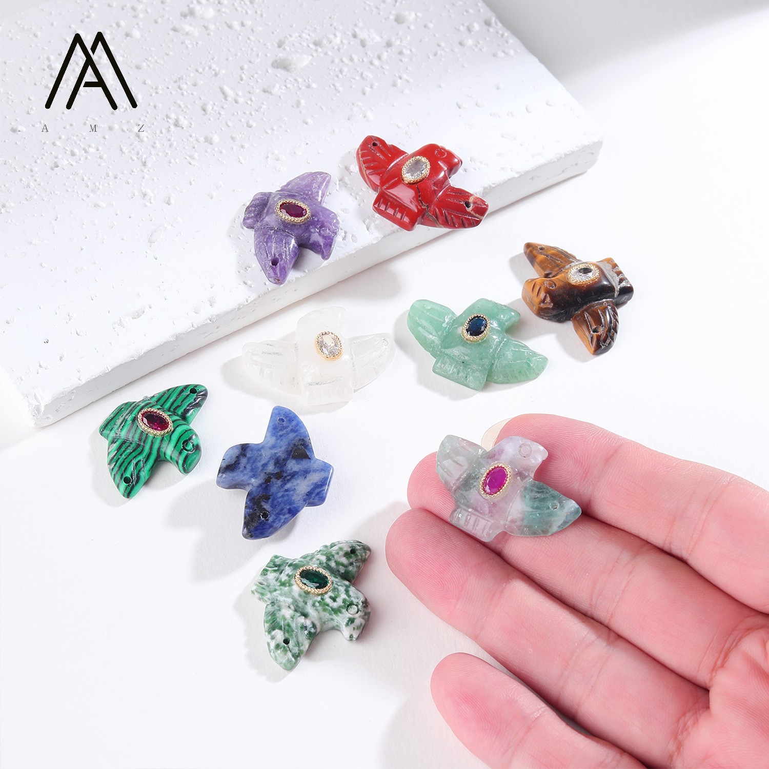 1/3/5/10pcs Carved Eagle Bird  - Crystal Pendant Necklace Natural Stone recension och pris