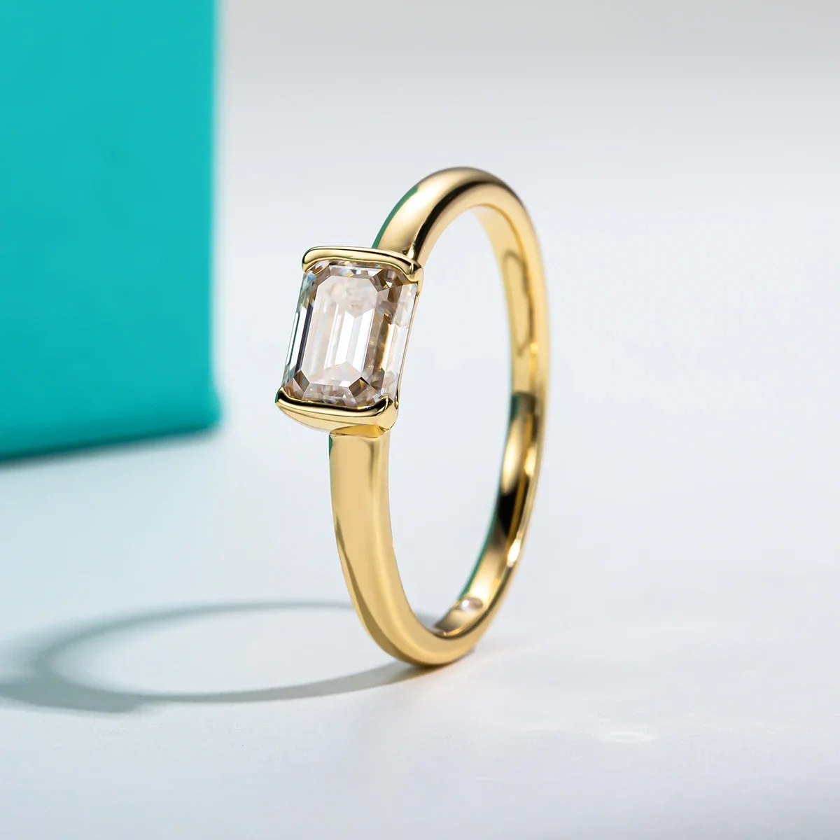 FCGJHW 1 Carat Emerald Cut D C - Moissanite Engagement Ring 1 Carat recension och pris